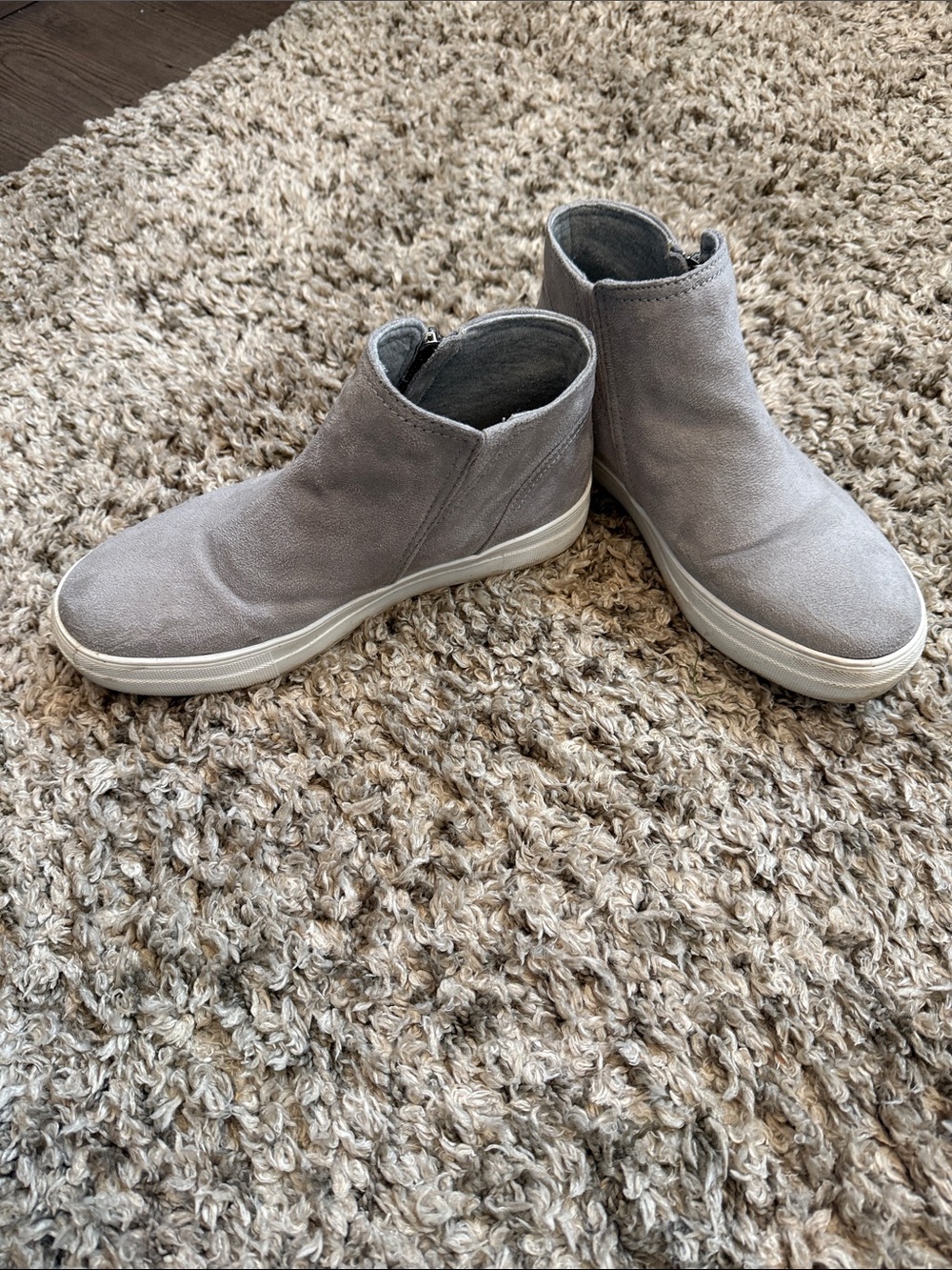 Soda Zippered Platform Slip-Ons in Light Gray